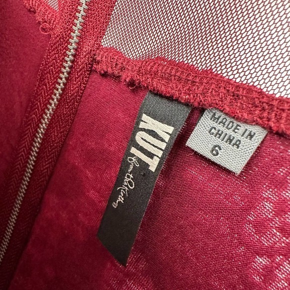 Kut from the Kloth size 6 red crochet lace dress sleeveless mesh neck zip back - Picture 4 of 5